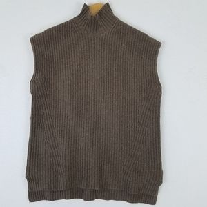 Ganni Knit Mockneck Boxy Oversized Vest Brown Sweater XS